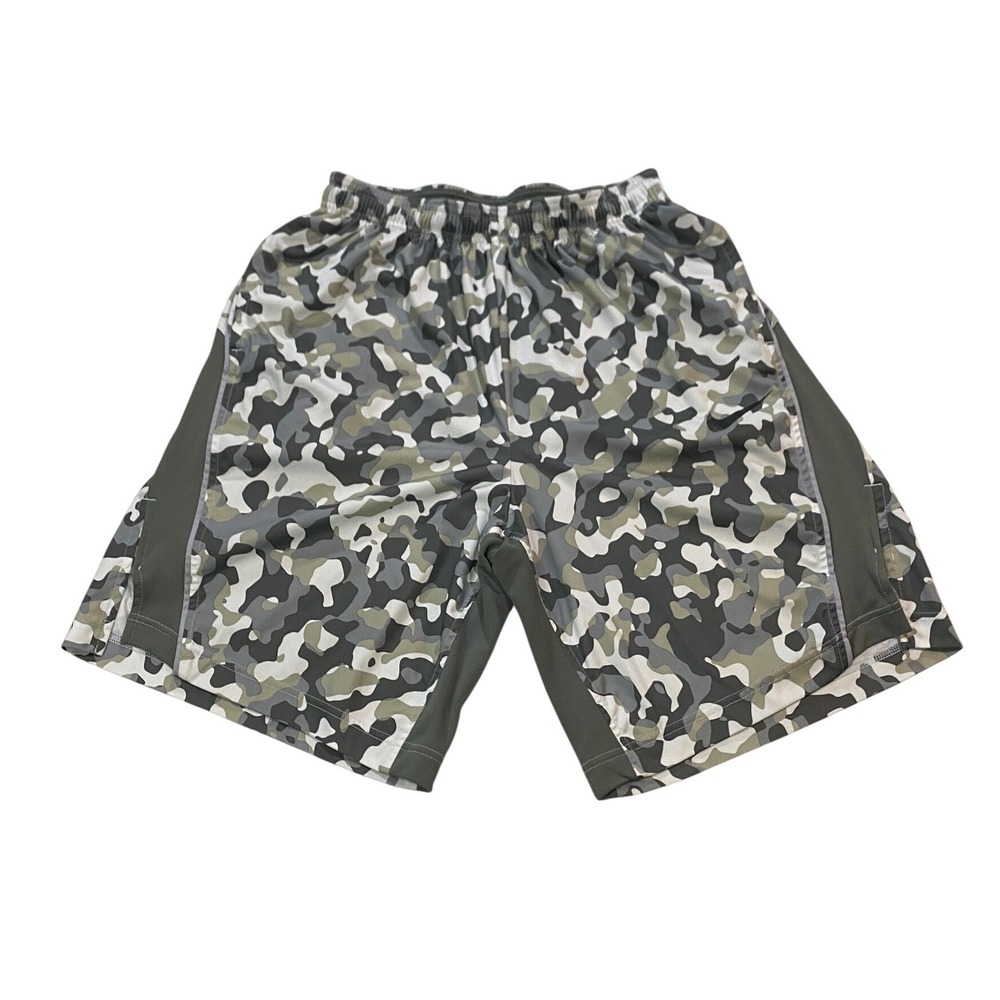 Nike Dri-FIT Mens Camo Basketball Training Shorts Grey White 707352-100 Large